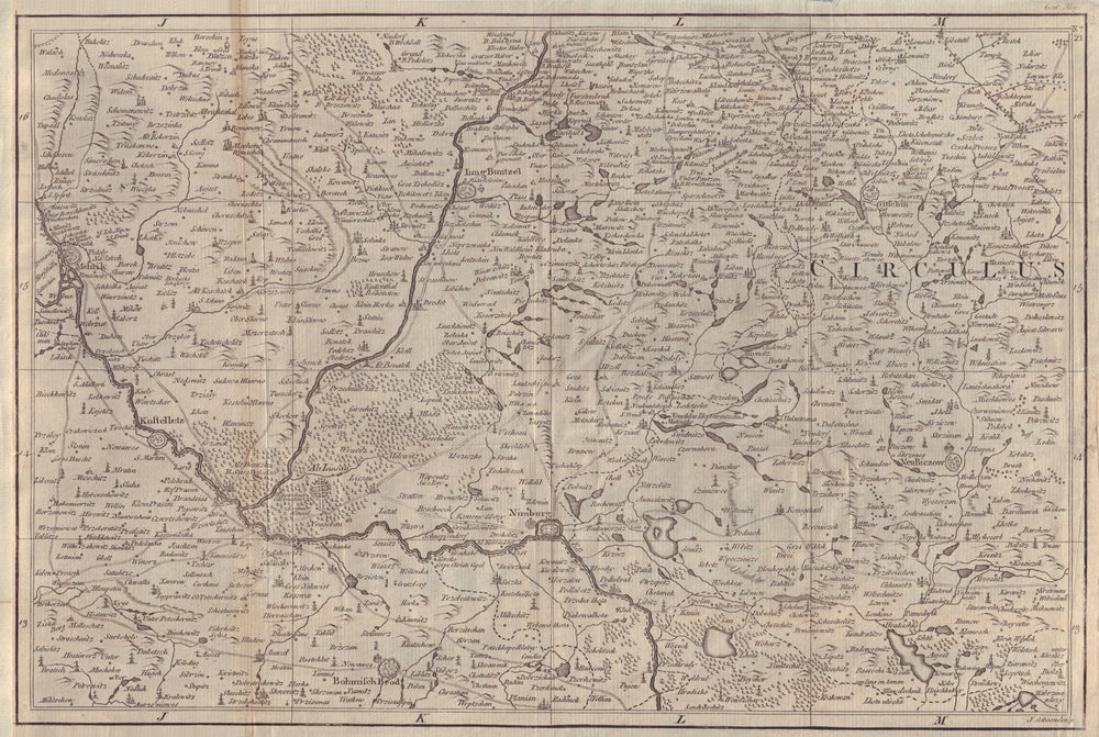 Central Bohemia Czechia. Nymburk Elbe Kostelec Melnik Cesky Brod GIBSON 1762 map