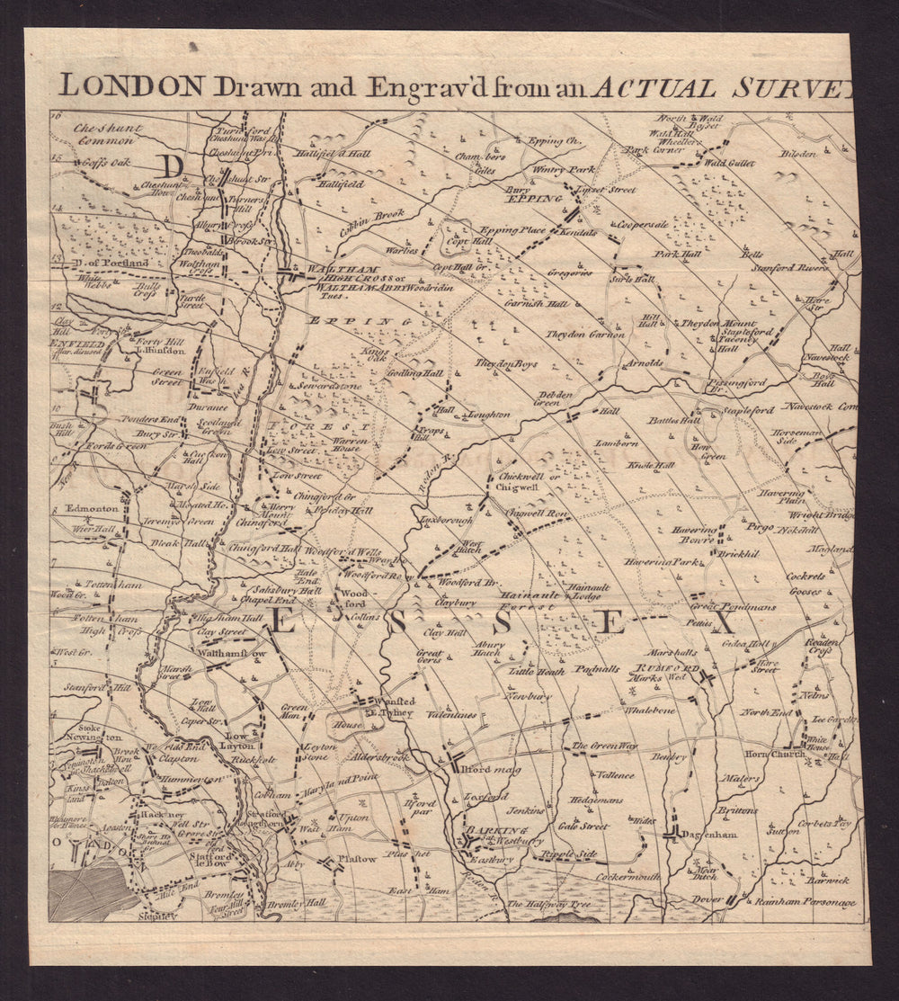 NE London & Essex. Redbridge Hackney Newham Barking Dagenham. GENTS MAG 1764 map
