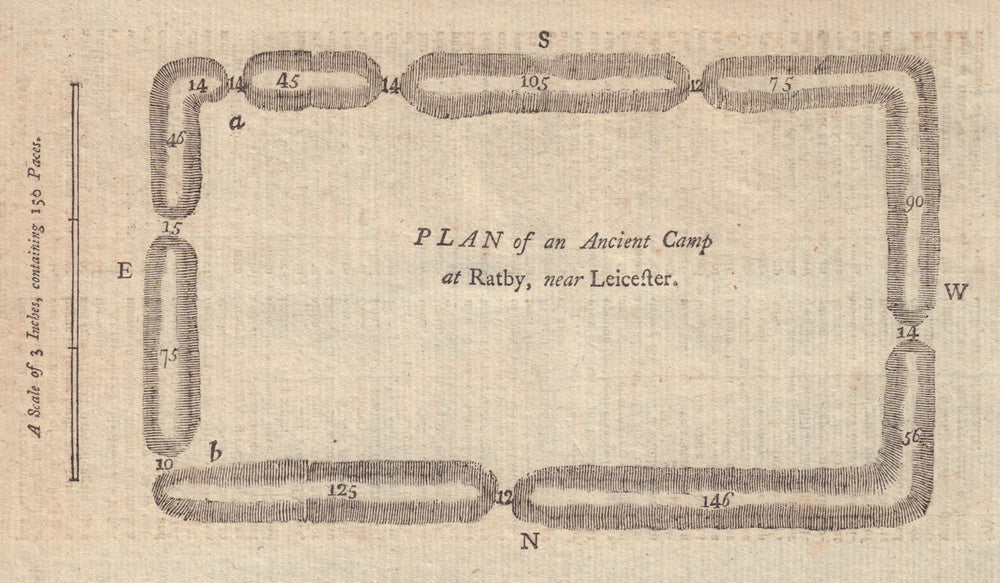 Plan of an antient Camp at Ratby. Bury Camp. Ratby Burrow. GENTS MAG 1773 map
