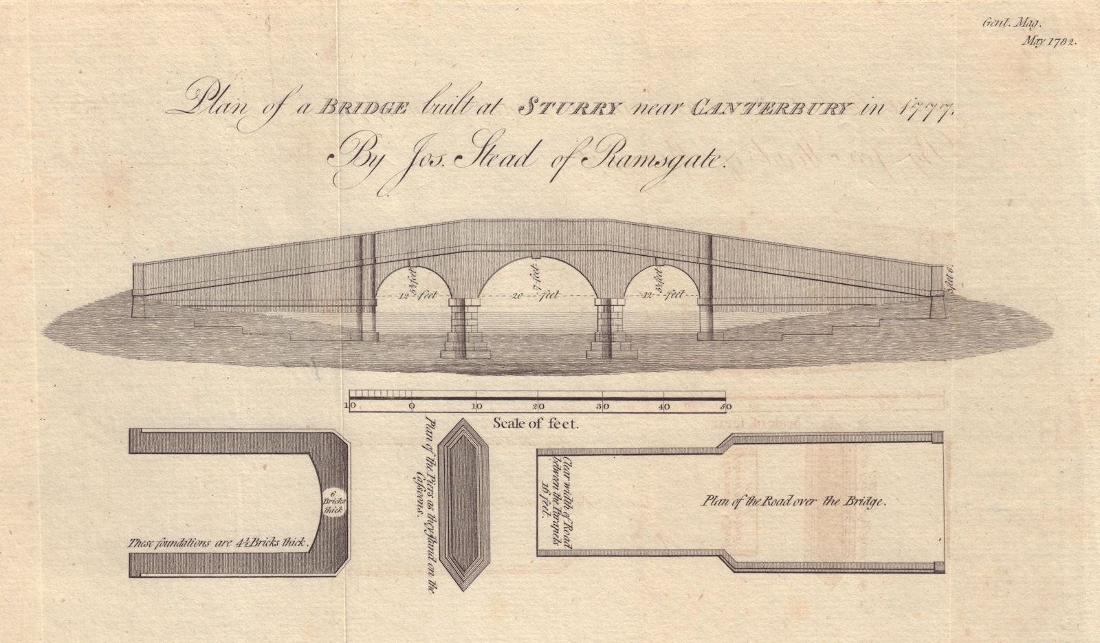 Plan of a Bridge built at Sturry near Canterbury in 1777. Kent 1782 old ...