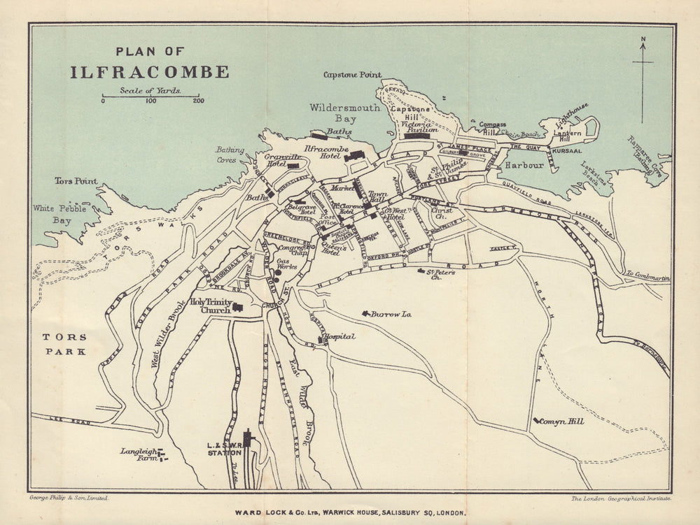 ILFRACOMBE vintage town/city plan. Devon. WARD LOCK 1908 old antique map chart