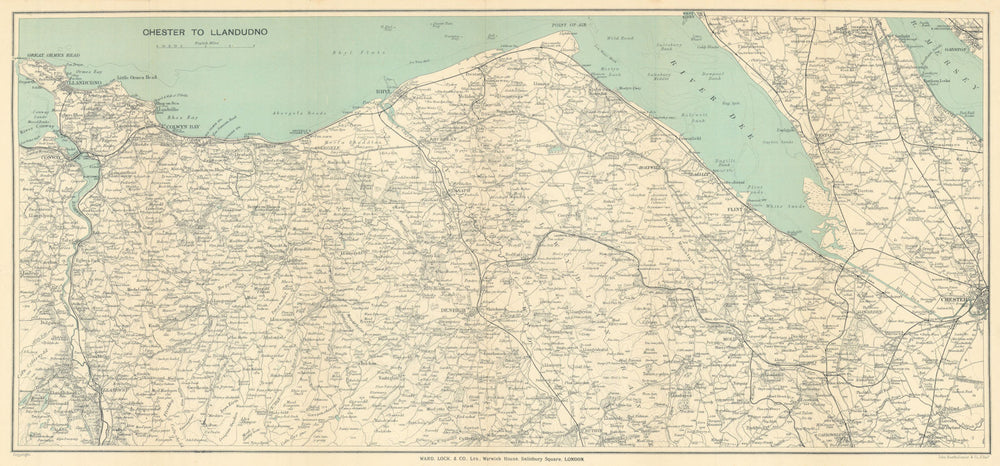 NORTH WALES COAST. Chester-Llandudno. Denbigh Rhyl Deeside. WARD LOCK 1913 map