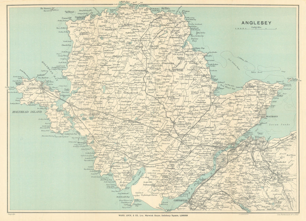 ANGLESEY. Menai Strait Holyhead Bangor Beaumaris Caernarvon. WARD LOCK 1913 map