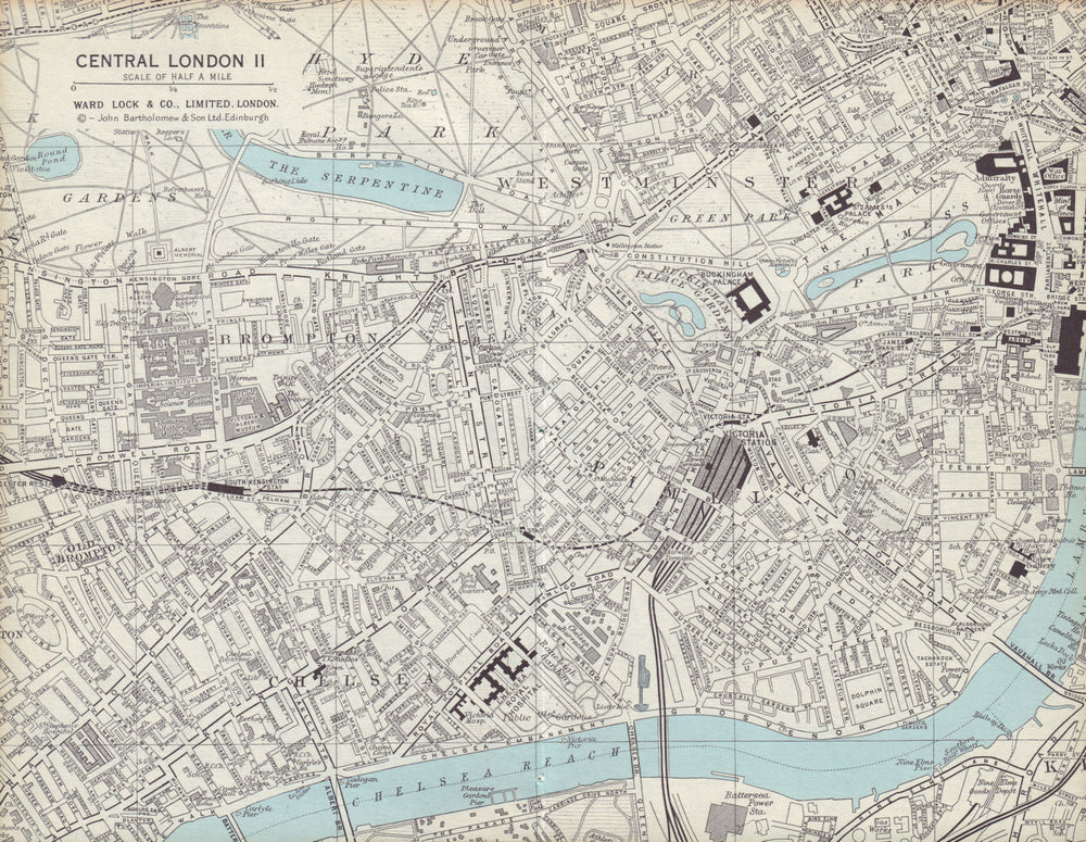 Central London 2. Chelsea Westminster Belgravia Pimlico. WARD LOCK 1970 map