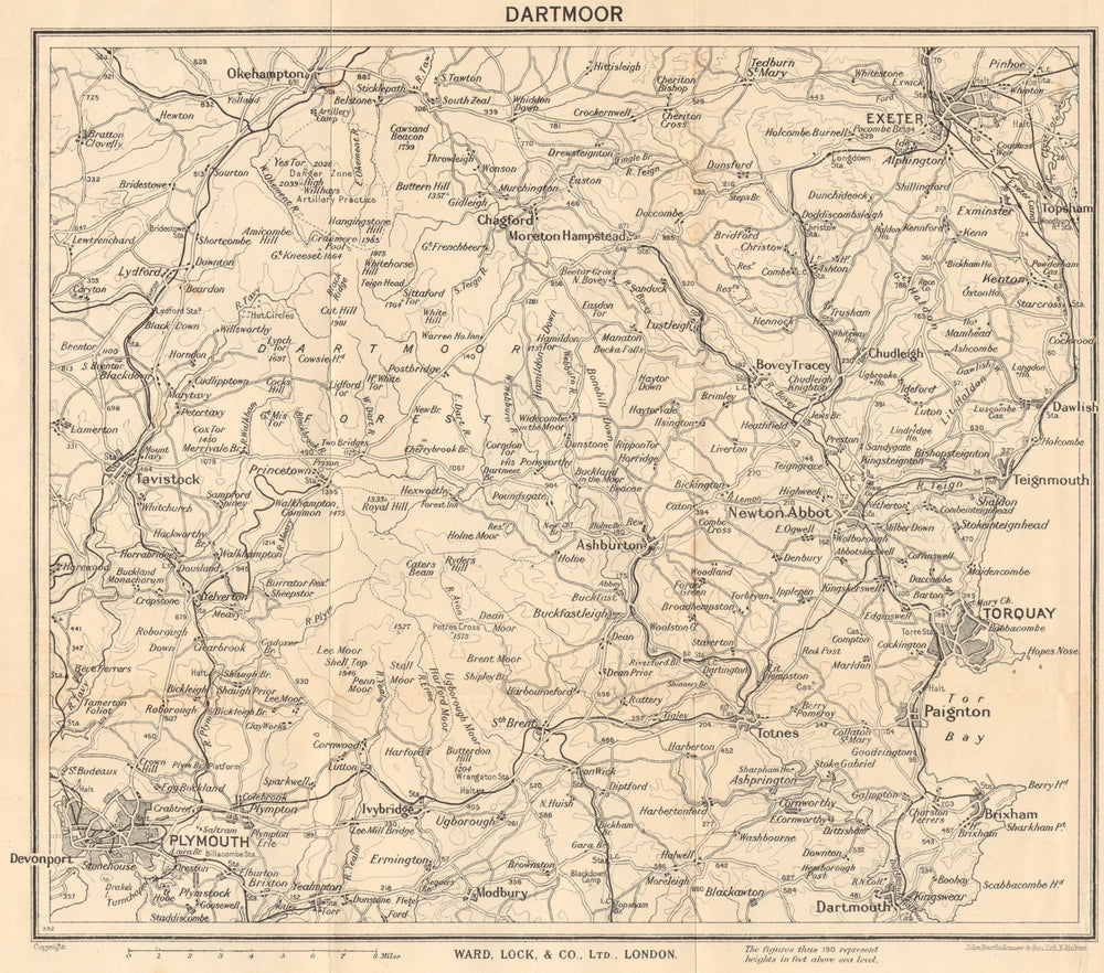 DARTMOOR. Chagford Moretonhampstead Exeter Plymouth Torquay Dartmouth c1948 map