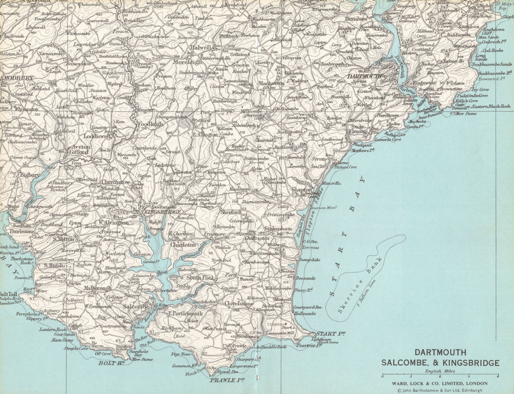 SOUTH HAMS. Dartmouth Salcombe Kingsbridge Slapton Start Bay. WARD LOCK 1970 map