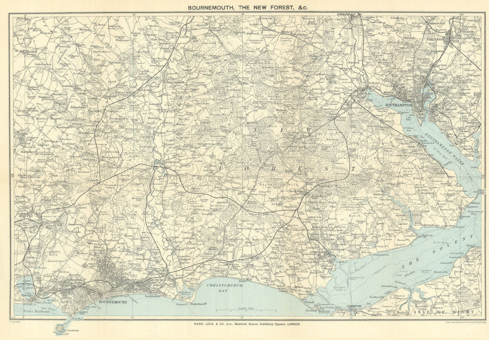 THE NEW FOREST & environs. Bournemouth Southampton Ringwood. WARD LOCK 1929 map