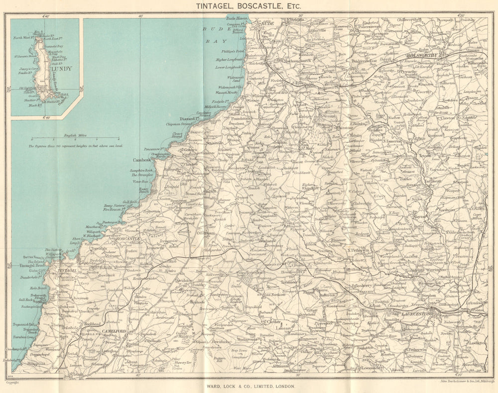 WIDEMOUTH BAY-PENTIRE POINT COAST. Tintagel Boscastle Lundy Launceston 1951 map