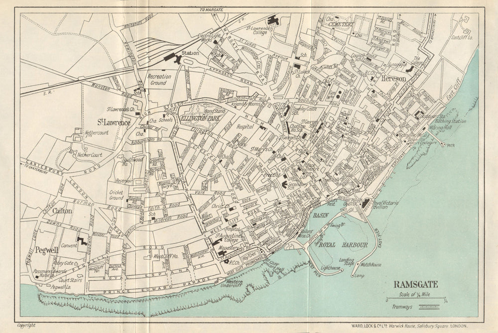 RAMSGATE vintage tourist town city resort plan. Kent. WARD LOCK 1929 old map
