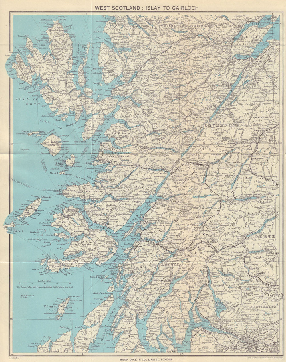 WESTERN SCOTLAND. Skye Mull Highlands Inverness-shire. WARD LOCK c1962 old map
