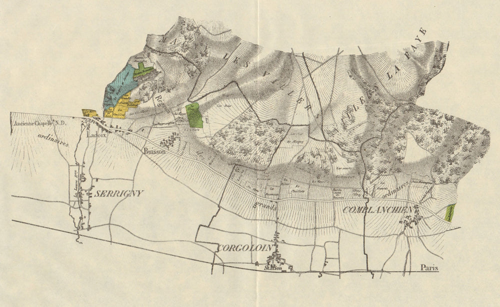 BURGUNDY BOURGOGNE VINEYARD MAP Beaune Comblanchien Ladoix-Serrigny RODIER 1920