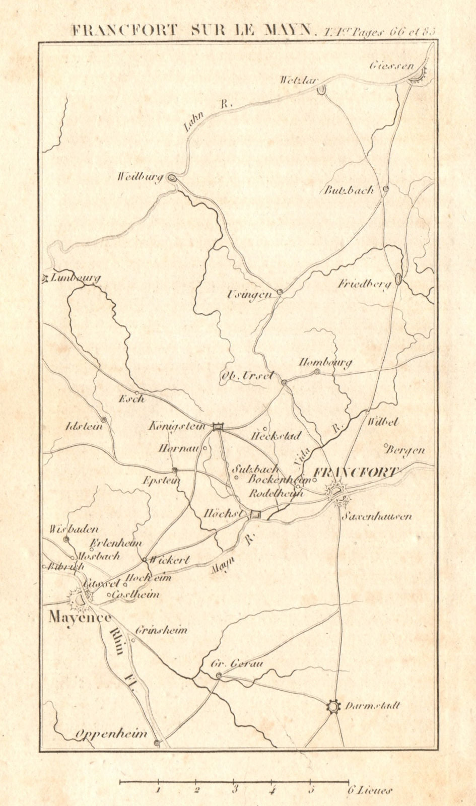 Frankfurt am Main 1792. Mainz. War of the First Coalition. Germany 1817 map