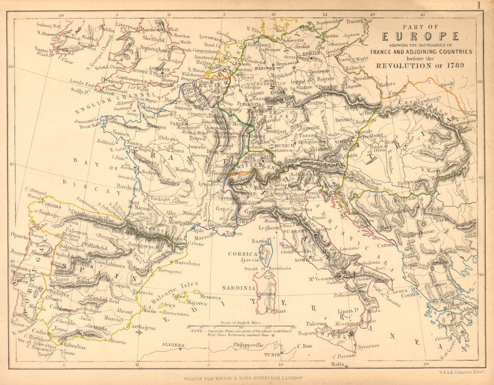 EUROPE before the 1789 French Revolution 1848 old antique map plan chart