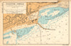 Folkestone Harbour & town plan & sea coast chart. Kent. ADMIRALTY 1943 old map