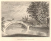 King's College bridge, Cambridge. LE KEUX 1841 old antique print picture