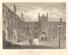 Jesus College - the First Court, Cambridge. LE KEUX 1841 old antique print