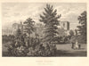 Jesus College from the garden, Cambridge. LE KEUX 1841 old antique print