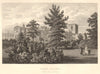 Jesus College from the garden, Cambridge. LE KEUX 1841 old antique print