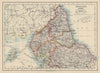 NORTHERN ENGLAND. Northumbs Durham Cumbs Westm N Yorks IOM. JOHNSTON 1910 map