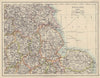 EAST ENGLAND. Lincs Norfolk Leics Notts Staffs Derbys Yorks. JOHNSTON 1910 map