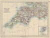SOUTH WEST ENGLAND Devon Cornwall Dorset Somerset. Telegraphs. JOHNSTON 1910 map