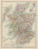 SCOTLAND. Counties. Undersea telegraph cables. JOHNSTON 1910 old antique map