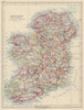 IRELAND. Showing counties. Undersea telegraph cables. JOHNSTON 1910 old map