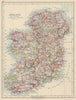 IRELAND. Showing counties. Undersea telegraph cables. JOHNSTON 1910 old map