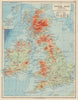 BRITISH ISLES RELIEF. Mountains heights & Ocean depths. JOHNSTON 1910 old map