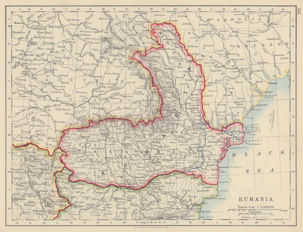 RUMANIA. Romania Walachia Moldavia Moldova. Railways. JOHNSTON 1910 map