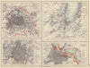 EUROPEAN CITIES. Environs of Paris Brussels Amsterdam Geneva. JOHNSTON 1910 map