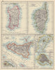 MEDITERRANEAN ISLANDS. Sardinia Corsica Venice Sicily Venezia. JOHNSTON 1910 map