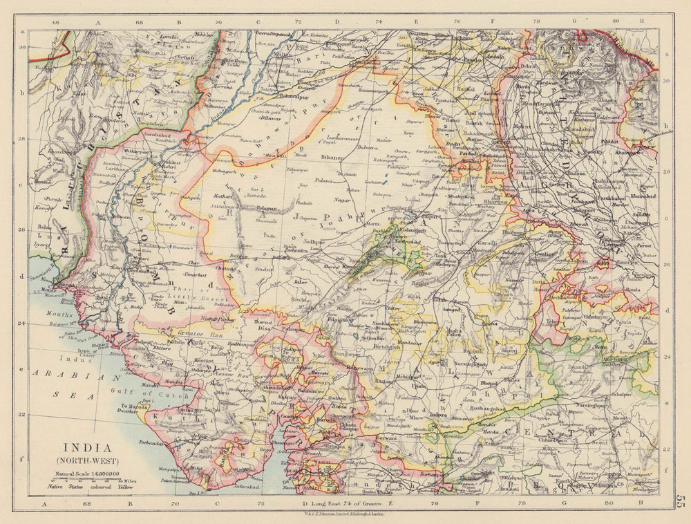 BRITISH INDIA NW. Rajputana (Rajasthan) Sindh Gujarat Malwa. JOHNSTON 1910 map