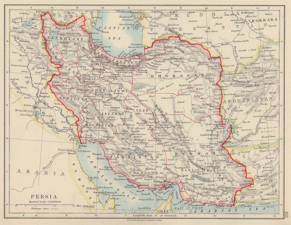 PERSIA. Showing provinces. Iran. Persian Gulf. Bushire. JOHNSTON 1910 old map