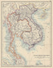FRENCH INDOCHINA & SIAM. Thailand. Burma Cambodia Annam. JOHNSTON 1910 old map