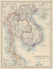 FRENCH INDOCHINA & SIAM. Thailand. Burma Cambodia Annam. JOHNSTON 1910 old map
