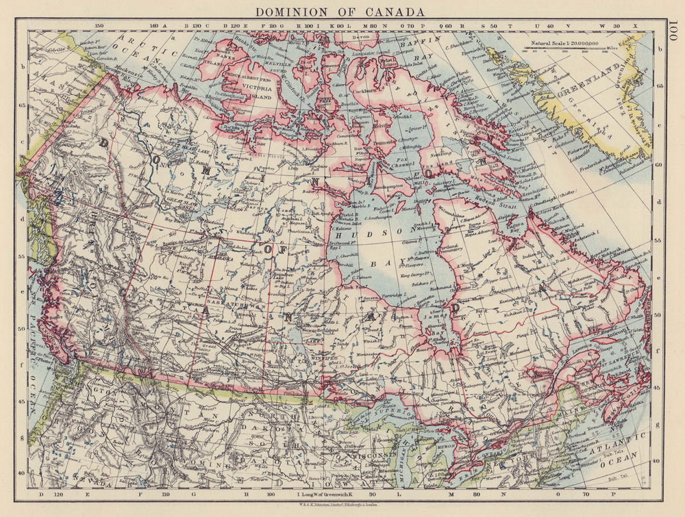 DOMINION OF CANADA. Canadian Pacific. Postage stamp Manitoba. JOHNSTON 1910 map