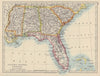 USA DEEP SOUTH. Florida South Carolina Georgia Alabama Mississippi USA 1910 map