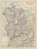 USA MID WEST. Wisconsin Michigan Illinois Ohio Indiana Kentucky TN 1910 map
