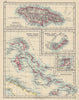 CARIBBEAN/ATLANTIC ISLANDS. Jamaica Bermuda Bahamas Trinidad. JOHNSTON 1910 map
