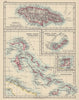 CARIBBEAN/ATLANTIC ISLANDS. Jamaica Bermuda Bahamas Trinidad. JOHNSTON 1910 map