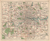 LONDON. Index map. Roads. BACON 1925 old vintage plan chart