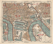 E LONDON Surrey Docks Isle of Dogs Canning Town Poplar Limehouse.BACON 1925 map