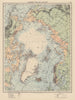 NORTH POLAR CHART. Arctic. Explorers routes. Nansen 1895. Abruzzi 1900 1901 map