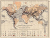 WORLD SEISMIC. Earthquake zones & active/inactive Volcanoes. JOHNSTON 1901 map