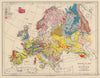 EUROPE GEOLOGICAL. Quaternary Tertiary Cretaceous Jurassic &c JOHNSTON 1901 map