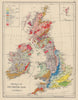BRITISH ISLES GEOLOGICAL. Pliocene Cretaceous Jurassic Triassic &c 1901 map