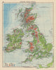 BRITISH ISLES RELIEF. Showing isotherms in January & July. JOHNSTON 1901 map