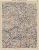 ENGLAND MIDLANDS. Warcs Worcs Leics Staffs Derbys Notts. JOHNSTON 1901 old map