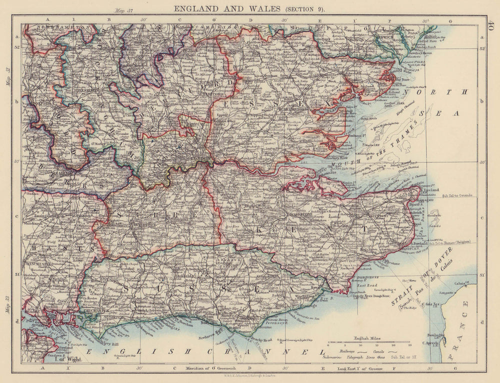 SOUTH EAST ENGLAND. Home counties London Kent Essex Sussex Surrey 1901 old map